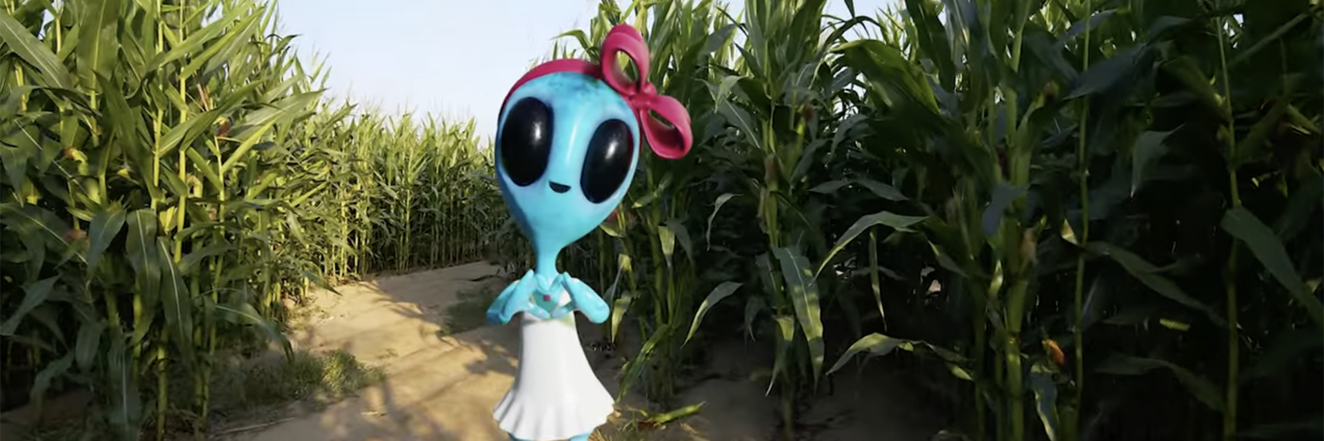 alien in a corn maze