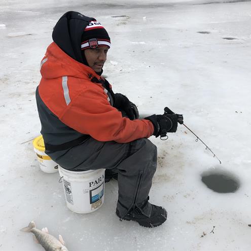 Guys Ice Fishing 